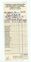 Continental Illinois National Bank &amp; Trust of Chicago Specie Sold Receip... - $9.90