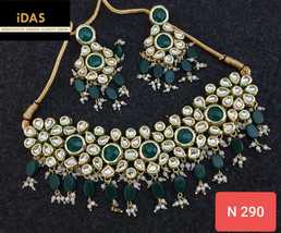 Kundan Jewelry Indian Earrings Necklace Tikka Set New Year Chokar Bridal Weddim6 - $56.99
