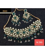 Kundan Jewelry Indian Earrings Necklace Tikka Set New Year Chokar Bridal... - €49,50 EUR