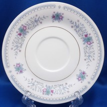 Crown Ming Harmony Saucer 6in Blue Pink Floral w Platinum - £11.25 GBP