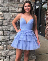 A-line Tiered Short Homecoming Dress,Formal Mini Dresses - £103.11 GBP