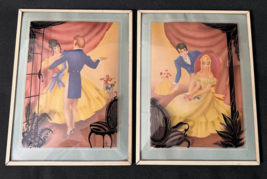 Vintage Framed Bubble Glass Silhouette Pictures 2 Romantic Courting Themes - $15.00