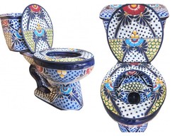 Mexican Talavera Ceramic Toilet Hand Painted - Cancun - - $1,199.00