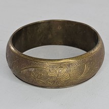 Art Nouveau Brass Bangle Bracelet Flowers Floral - £15.97 GBP