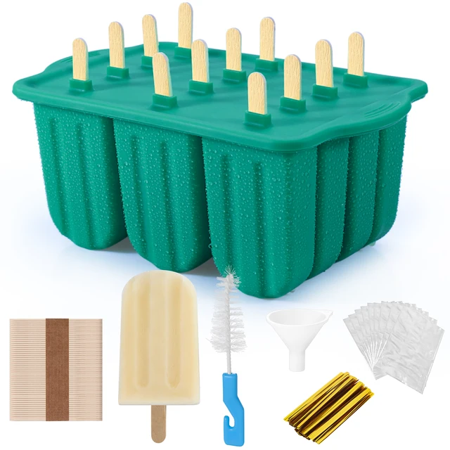 Ice Cream Popsicle Molds With Wooden Sticks Silicone Custom Mini Ice-cre... - $21.63