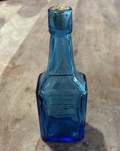 Wheaton NJ Turquoise Blue Bitters Glass Bottle With Cork 6&quot; Tall Vintage - $9.50