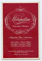Metropolitan Opera Program 1945 Minnesota Patrice Munsel Helen Traubel P... - £23.34 GBP