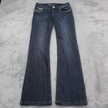 LA Idol Pants Womens 5 Blue Denim Flat Front Low Rise Bootcut Pockets Jeans - £23.34 GBP