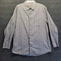 Sonoma Life + Style Men&#39;s Sz LT Teal Brown Pinstripe Button Down Long Sleeve - £10.07 GBP