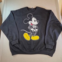Disney Mickey Mouse Skeleton Sweatshirt XXL Spooky Graphic Crewneck Black - $34.99