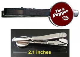 Dr. Pepper I'm a Pepper retro ad Tie Clip Clasp Bar Slide Silver Metal Shiny - $14.39