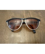 Tura Sunglasses Cat Eye Frames 1960s Vintage Plastic Black White W Brown... - $24.52