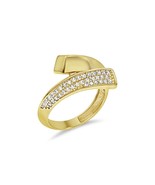 Real 14k Gold Bypass Ring 10k Yellow Gold Cz Band Size 6.75 - $370.26