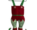 Christmas Elf Suspender Pants with Jingle Bell Feet Felt Gift &amp; Treat Ba... - $23.14