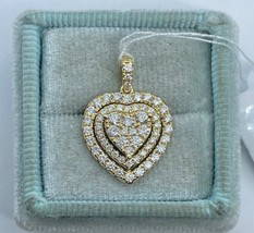 1.70Ct Round Cut Lab-Created Diamond Heart Pendant 14k Yellow Gold Plated Silver - £105.07 GBP