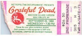 Billet Vintage Grateful DEAD Stub 22 Septembre 1993 Madison Square Garden NY - $54.41