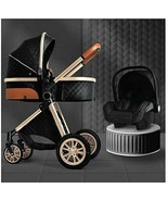 Luxury 3in1 Black Eggshell Folding Reclining Baby Stroller Bassinet Carr... - £279.53 GBP