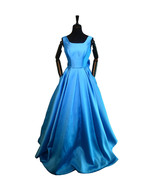 Rosyfancy Blue Square Neck Low Back Satin Evening Dress With Giant Bowknot - £130.75 GBP