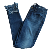 William Rast Darker Wash Distressed Frayed Hem Perfect Skinny Blue Jeans Size 26 - £26.15 GBP