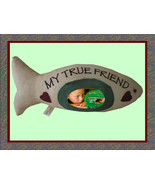 FISH SHAPE MEMORIAL PHOTO HOLDER Pillow Children Pet Loss  Frame Cat Fish - $9.89