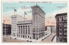  Canada Winnipeg Manitoba Financial Centre Building Names c1925 Vintage Postcard - £3.38 GBP