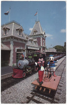 Disneyland Ca 1970s Postcard, Mickey And Donald Duck On Touring Train Station - $3.95