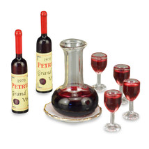 Wine Decanter Set 1.757/5 Reutter Filled Bottles Glasses DOLLHOUSE Minia... - $37.05