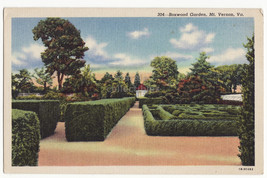 Mt Vernon VA, Boxwood Garden, 1941 linen unused vintage postcard - £2.10 GBP