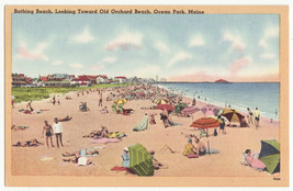 Ocean Park Maine, Bathing Beach Looking Toward Orchard Beach c1950s old postcard - $4.50