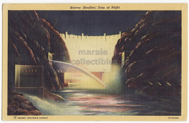 HOOVER (BOULDER) DAM AT NIGHT ~1952 vintage postcard - $3.50