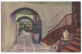 New Orleans La ~ Old Stairway, Patio ~Royal Restaurant Building 1950s Postcard - $2.75