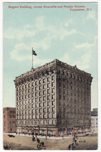 Vancouver Bc, Rogers Building, Corner Garnville &amp; Pender Streets c1910s Postcard - £5.97 GBP