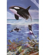 Dolphin Under the Sea Printed Plastic Sheet Door Cover Wall Mural Decora... - $1.99