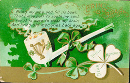 Erin Go Bragh Dear Irish Memories Clay Pipe Shamrocks St Patrick&#39;s Day P... - £6.18 GBP