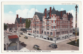 Tacoma Washington, Tacoma Hotel and Totem Pole c1920s vintage postcard WA - £2.77 GBP