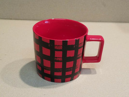 Starbucks 14 oz Coffee Mug Cup Red and Black Checker Pattern 2016 - £11.67 GBP