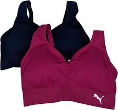 PUMA Womens Removable Cups Racerback Sports Bra 2 Pack,Size Large,Pink/Blue - £29.72 GBP