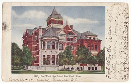 Fort Worth TX ~ High School Building 1907 embossed UDB vintage Texas postcard - £4.74 GBP
