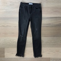 Free People Great Heights Frayed Skinny Jeans in Black as Night Sz 26 - £26.51 GBP