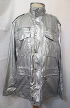 Michael Kors Silver Zip Front  Top Rain Nylon Jacket Womens Size L - £23.98 GBP