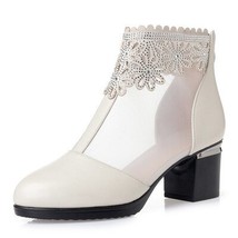 GKTINOO Fashion Sandals Mesh Genuine Leather Shoes Woman High Heel Sandals 2021  - £62.09 GBP