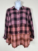 J. Jill Womens Plus Size 2X Purple Ombre Plaid Button-Up Shirt Long Sleeve - £19.08 GBP