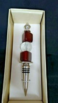 New In Box Mango Moon Collection Bottle Wine Stopper Glass Beads Clear &amp; Red - £11.59 GBP