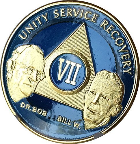 7 YEAR AA Founders BLUE Recovery Medallion / Coin - Great Gift for someo... - $18.49
