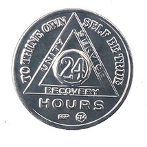24 Hour BSP AA Silver Color Aluminum Medallion with Serenity Back (Set o... - £15.95 GBP