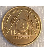 3 Month 90 Days AA Alcoholics Anonymous Medallion Chip Bronze - £3.70 GBP