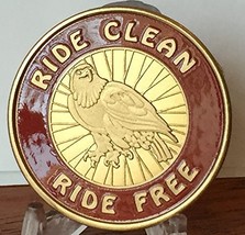 Ride Clean Ride Free Sobriety Medallion Chip Red &amp; Gold Plated Token - £14.07 GBP