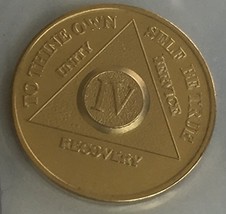 4 Year 24K Gold Plated AA (Alcoholics Anonymous) - Sober / Sobriety / Bi... - £13.30 GBP