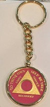 Pink Gold Plated Any Year 1 - 65 AA Medallion In Keychain Removable Sobr... - £23.59 GBP