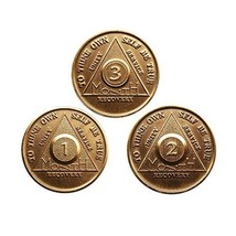 AA Alcoholics Anonymous Medallion Set 30 60 90 Days 1 2 3 Month Bronze M... - £4.38 GBP
